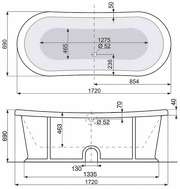 Voque 172x69 + алюмінієва панель + злив-перелив