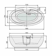 Vision 180x95 + слив-перелив хром