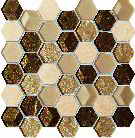 wall mosaic Drops stone brown hex 27,5x27,5